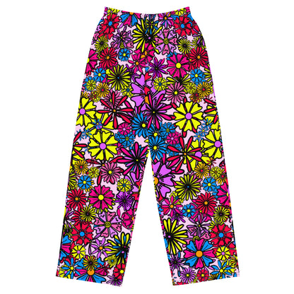 Forbidden Flower {Purple}  Wide Leg Unisex Drawstring Jersey Pant [Sizes 2XS-6X] [FREE SHIPPING]