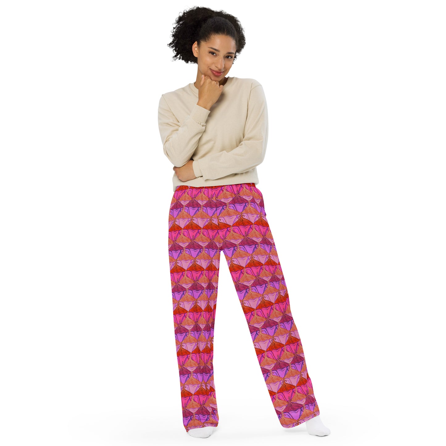 Sa Fluer [Flamingo] Wide Leg Unisex Drawstring Jersey Pant [Sizes 2XS-6X] [FREE SHIPPING]