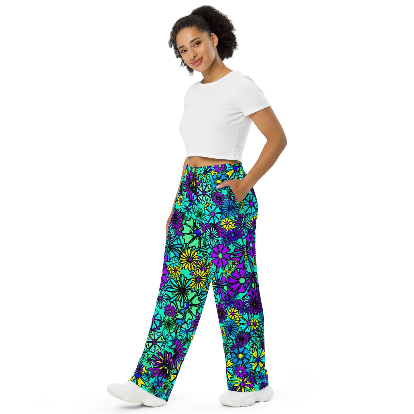 Forbidden Flower {Green} | Wide Leg Unisex Drawstring Jersey Pant [Sizes 2XS-6X] [FREE SHIPPING]