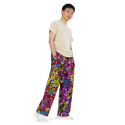 Forbidden Flower {Purple}  Wide Leg Unisex Drawstring Jersey Pant [Sizes 2XS-6X] [FREE SHIPPING]