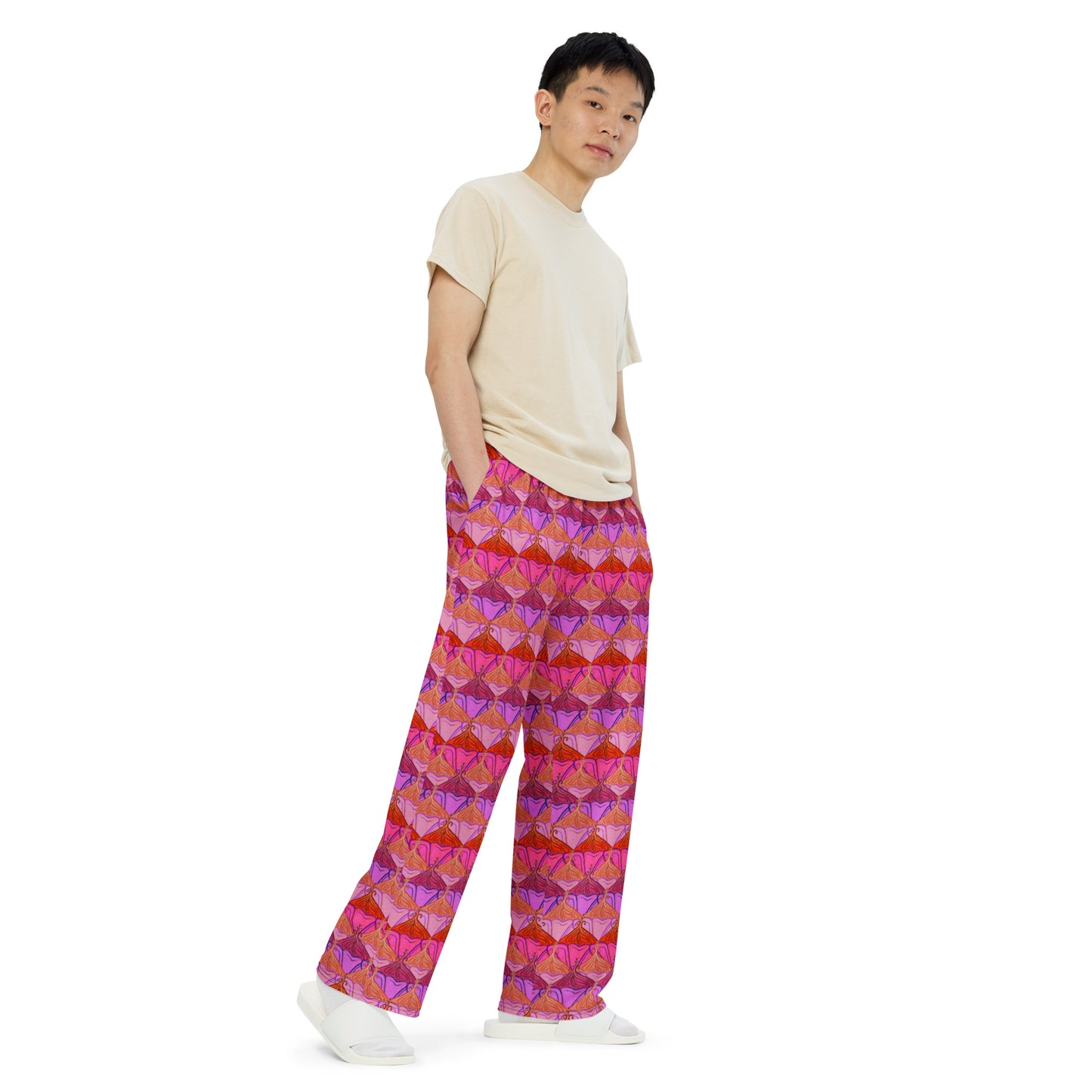 Sa Fluer [Flamingo] Wide Leg Unisex Drawstring Jersey Pant [Sizes 2XS-6X] [FREE SHIPPING]