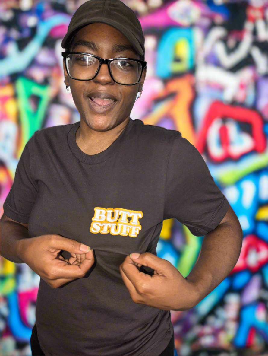 BUTT STUFF Embroidered Unisex Tee  [100% Ringspun Cotton, XS-5X, Multiple Colors] [FREE SHIPPING]