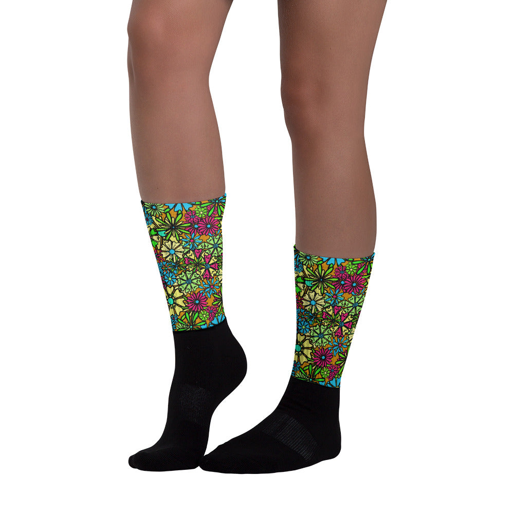 Forbidden Flower {AUTUMN} Crew Socks (Sizes US M6-14.5) [FREE SHIPPING]