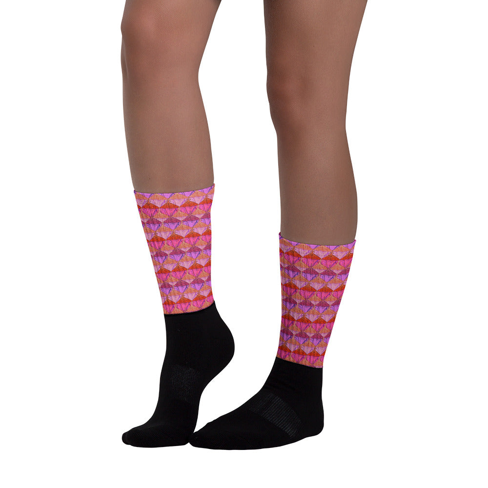 Sa Fluer (Flamingo) Crew Socks (Sizes US M6-14.5) [FREE SHIPPING]