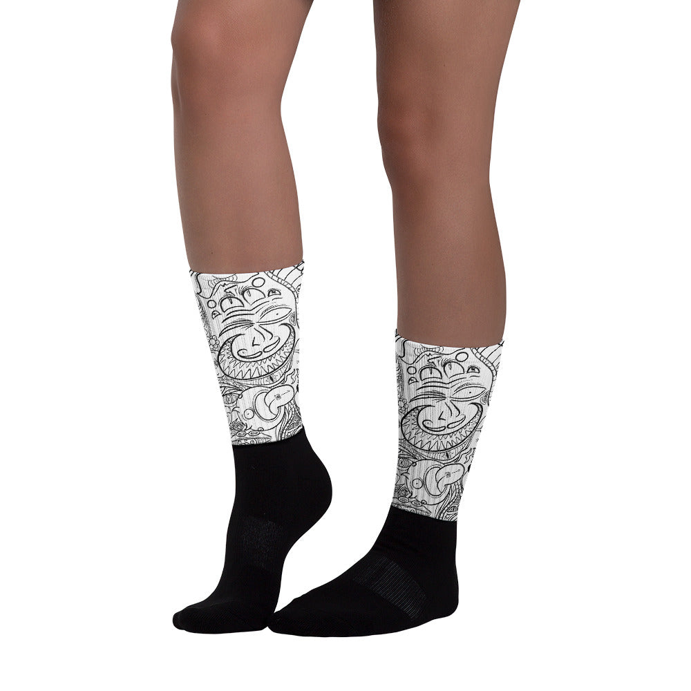 Psychadelia {WHITE} Crew Socks (Sizes US M6-14.5) [FREE SHIPPING]