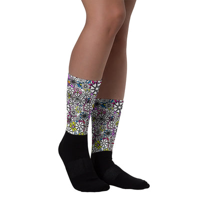 Forbidden Flower {WHITE} Crew Socks (Sizes US M6-14.5) [FREE SHIPPING]