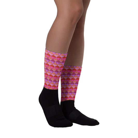 Sa Fluer (Flamingo) Crew Socks (Sizes US M6-14.5) [FREE SHIPPING]