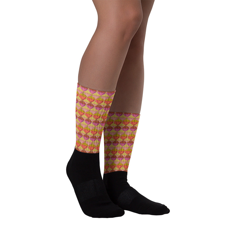 Sa Fluer (Sunset) Crew Socks (Sizes US M6-14.5) [FREE SHIPPING]