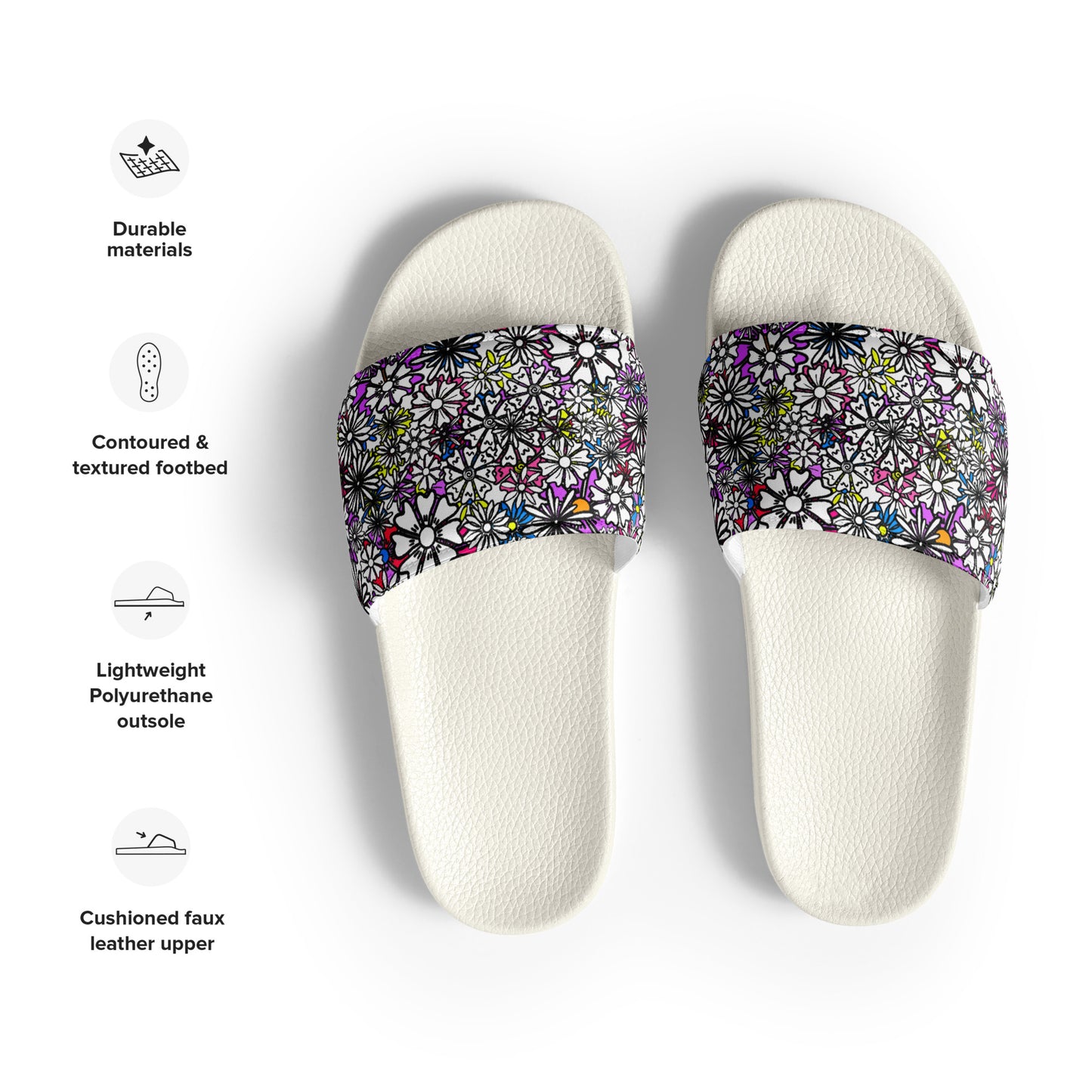 Everyday Slides (2 Colors, Sizes US M6.5-12.5) - Forbidden Flower {WHITE} [FREE SHIPPING]