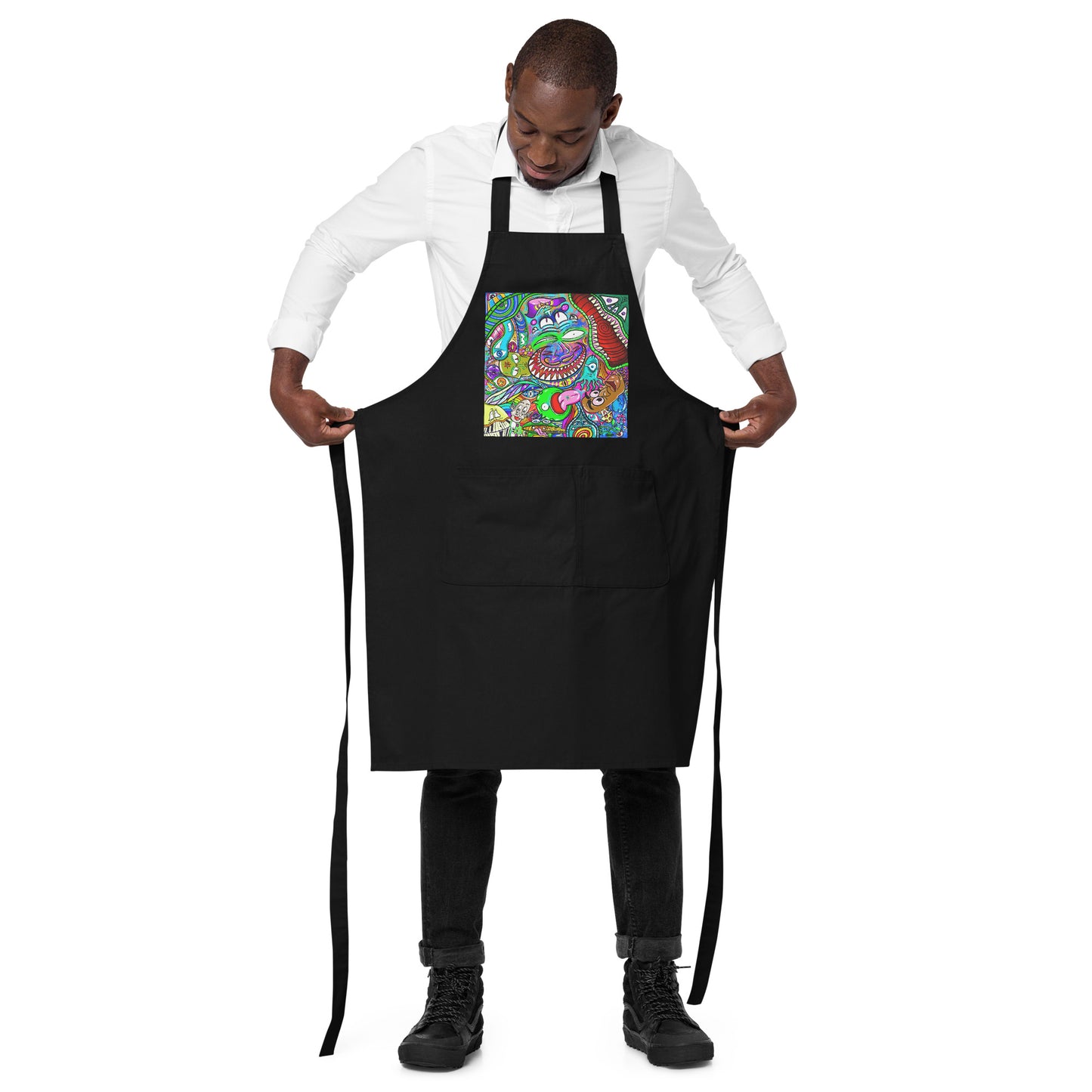 Psychadelia Organic Cotton Apron w Pocket [Multiple Colors] [FREE SHIPPING]