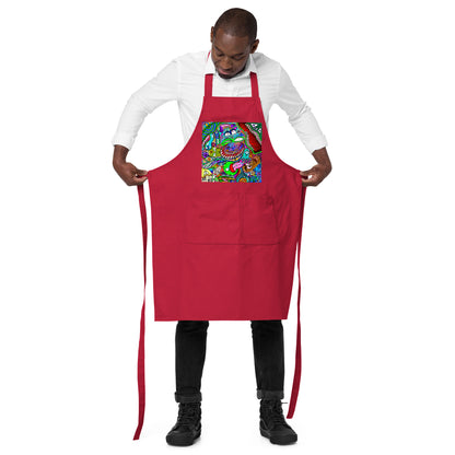 Psychadelia Organic Cotton Apron w Pocket [Multiple Colors] [FREE SHIPPING]