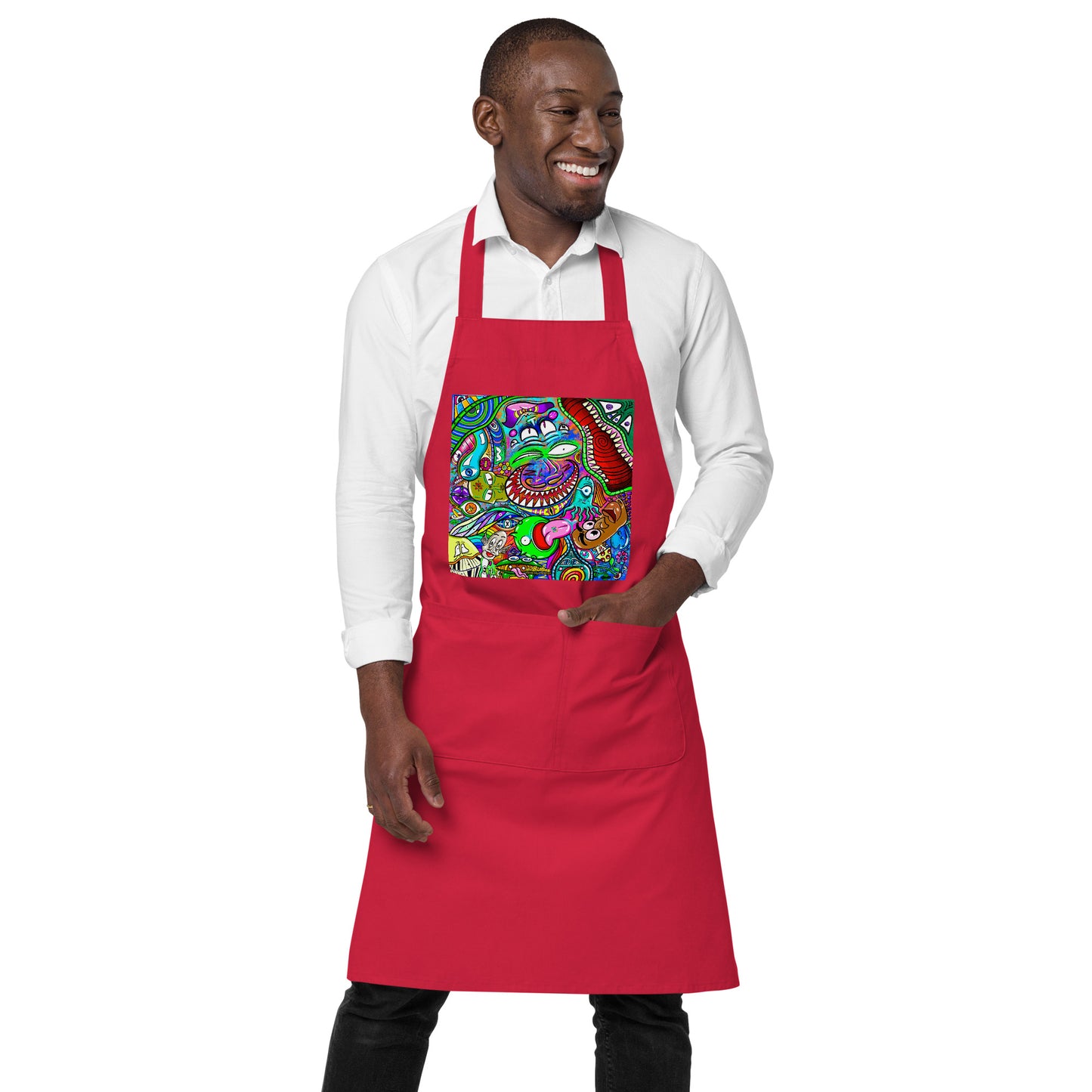 Psychadelia Organic Cotton Apron w Pocket [Multiple Colors] [FREE SHIPPING]