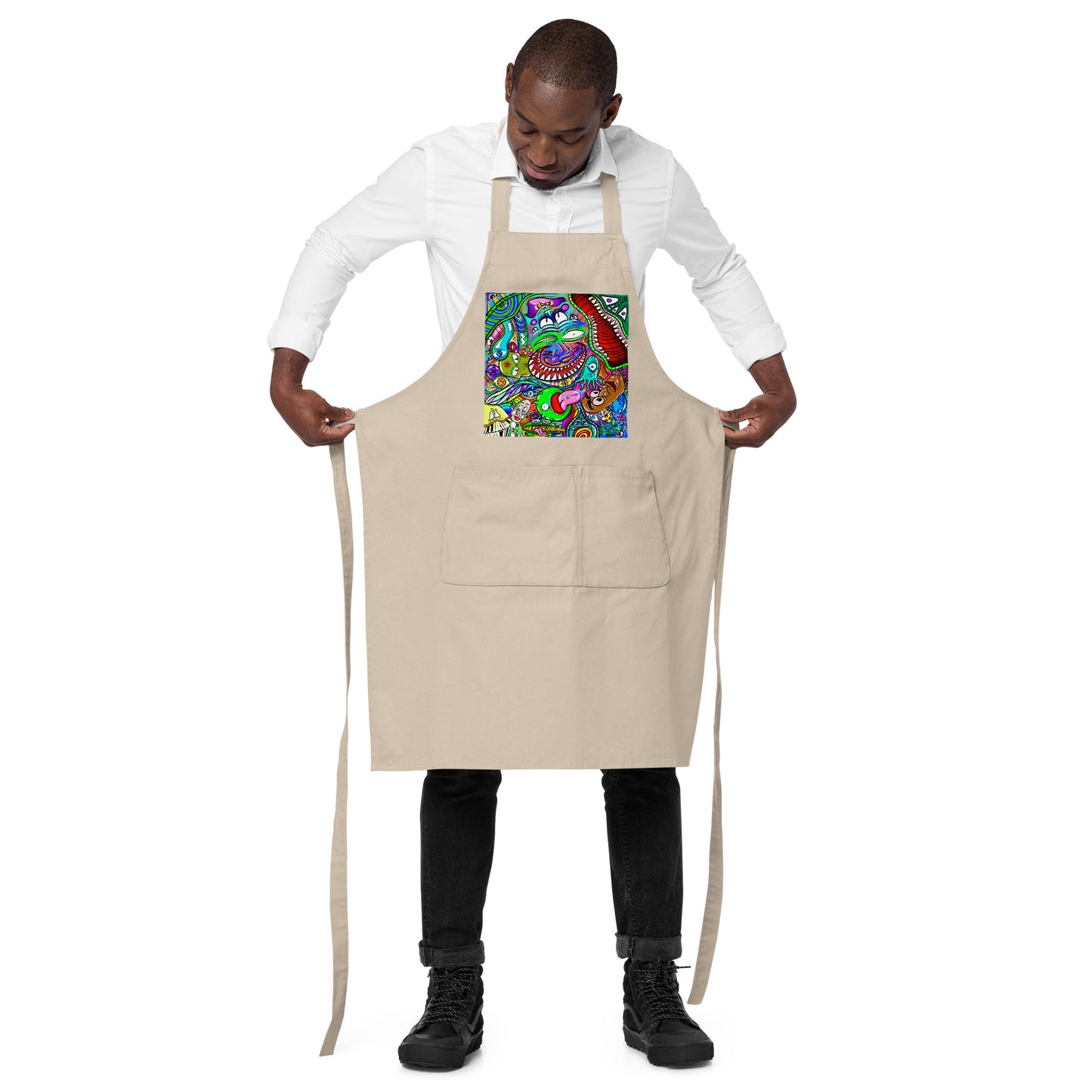 Psychadelia Organic Cotton Apron w Pocket [Multiple Colors] [FREE SHIPPING]