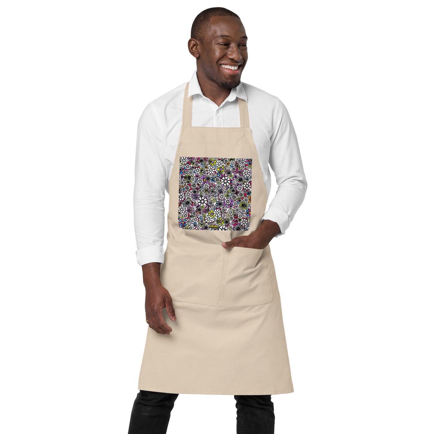 Forbidden Flower [White] Organic Cotton Apron w Pocket [Multiple Colors] [FREE SHIPPING]