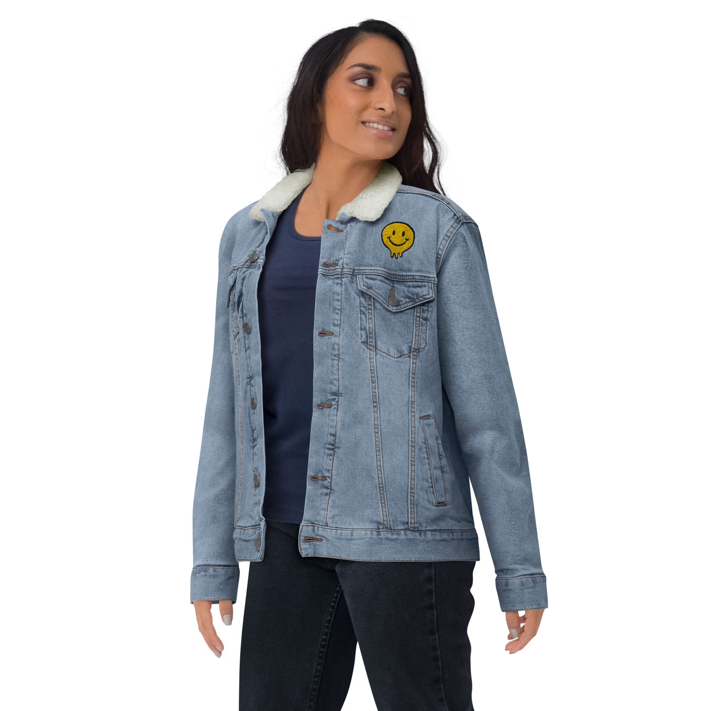 Happy Human Unisex Denim Sherpa Jacket {Sizes XS-3XL}