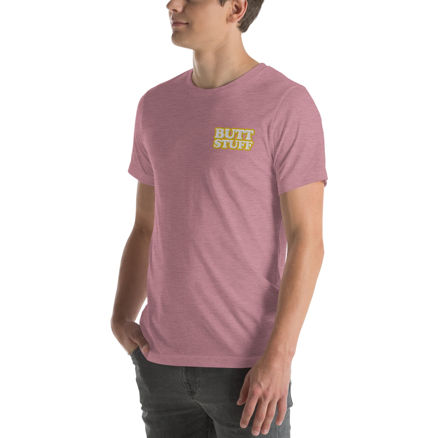 BUTT STUFF Embroidered Unisex Tee  [100% Ringspun Cotton, XS-5X, Multiple Colors] [FREE SHIPPING]