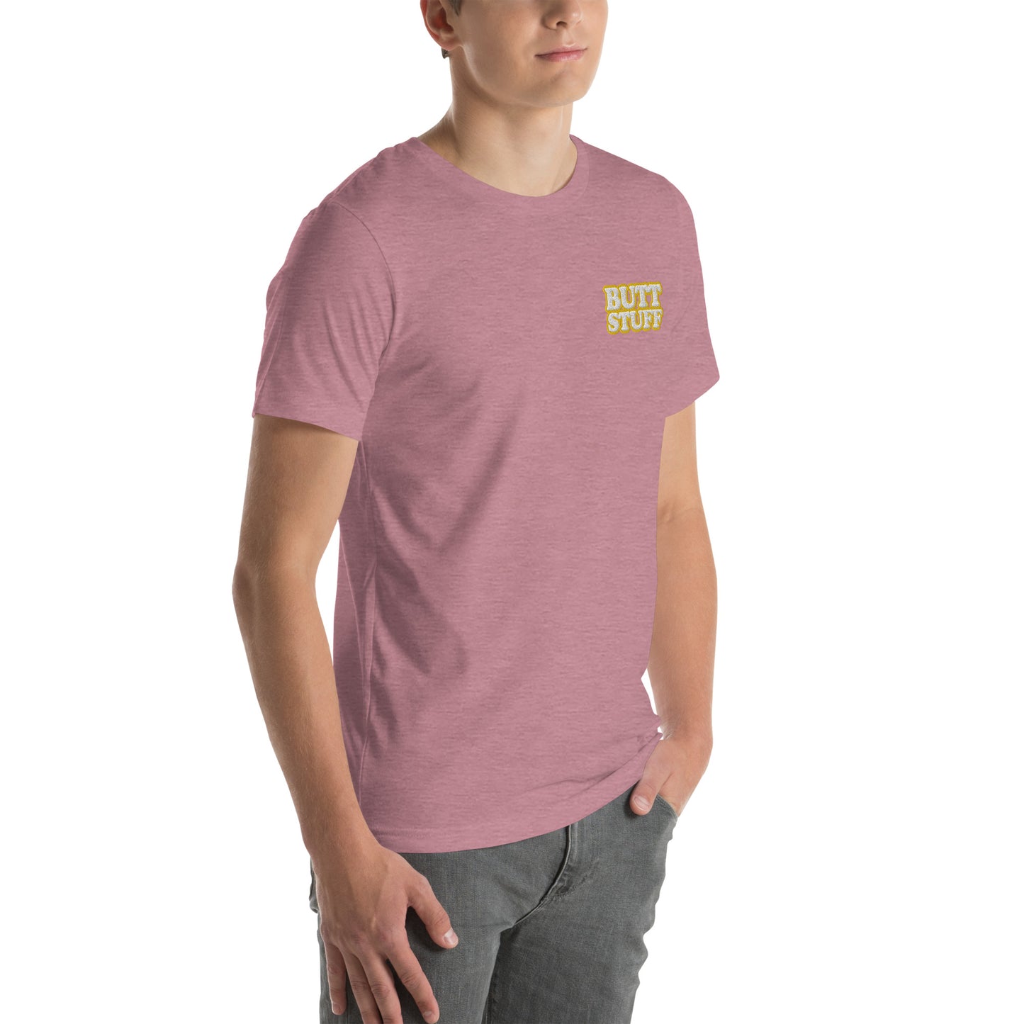 BUTT STUFF Embroidered Unisex Tee  [100% Ringspun Cotton, XS-5X, Multiple Colors] [FREE SHIPPING]