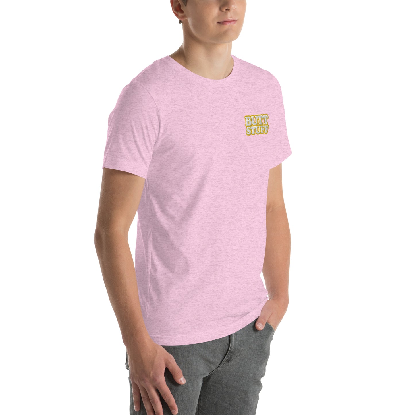 BUTT STUFF Embroidered Unisex Tee  [100% Ringspun Cotton, XS-5X, Multiple Colors] [FREE SHIPPING]