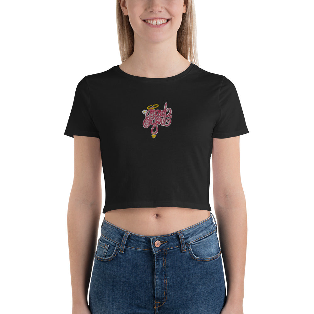 Good Girl [Embroidered] - Extra Cunty Crop Tee [100% Ringspun Cotton, Women's XS-L, Multiple Colors] [FREE SHIPPING]