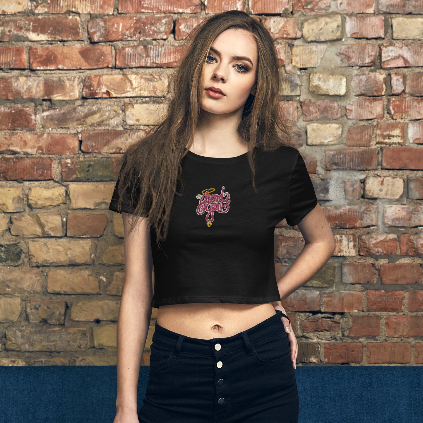 Good Girl [Embroidered] - Extra Cunty Crop Tee [100% Ringspun Cotton, Women's XS-L, Multiple Colors] [FREE SHIPPING]