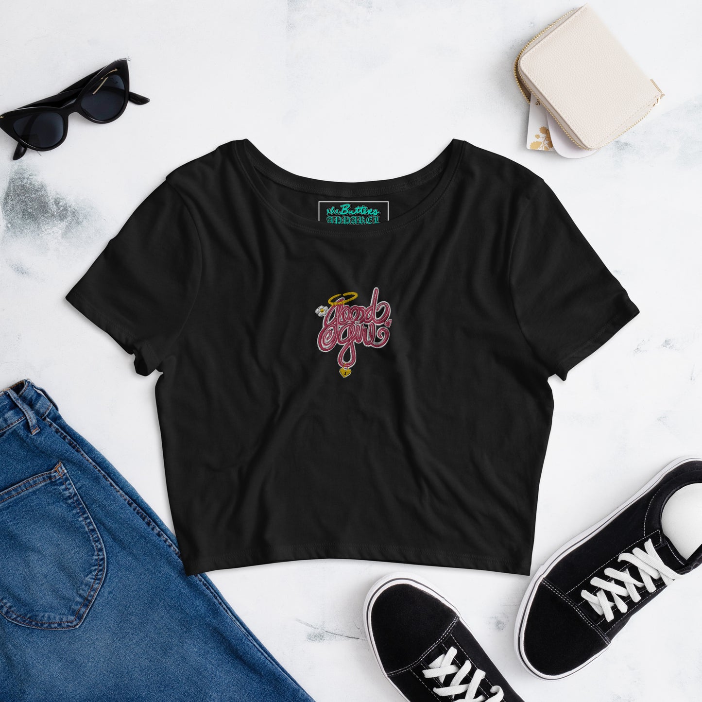 Good Girl [Embroidered] - Extra Cunty Crop Tee [100% Ringspun Cotton, Women's XS-L, Multiple Colors] [FREE SHIPPING]